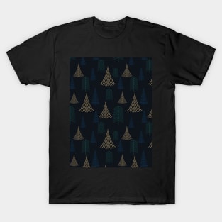 Line Art Evergreens - Art Deco - Minimalist Colorful Holidays T-Shirt